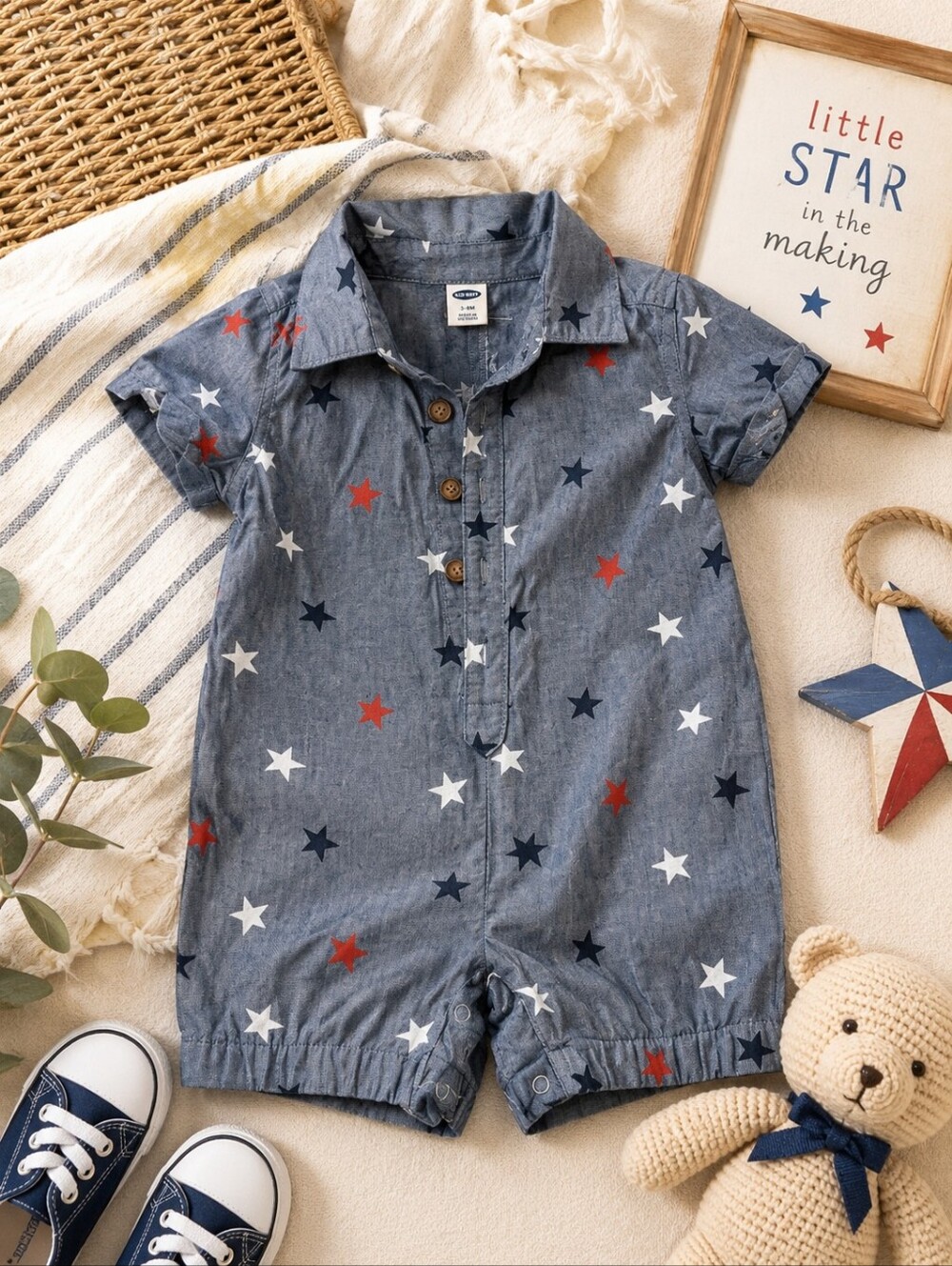 Old Navy Star Print Baby Romper – 3-6 Months